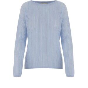 Allude Light Blue Cashmere Sweater With Ribbed Texture - NWT